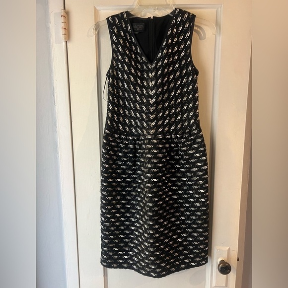 Giambattista Valli Metallic Stripe Tweed Knee-Length Dress 44 - Picture 9 of 15